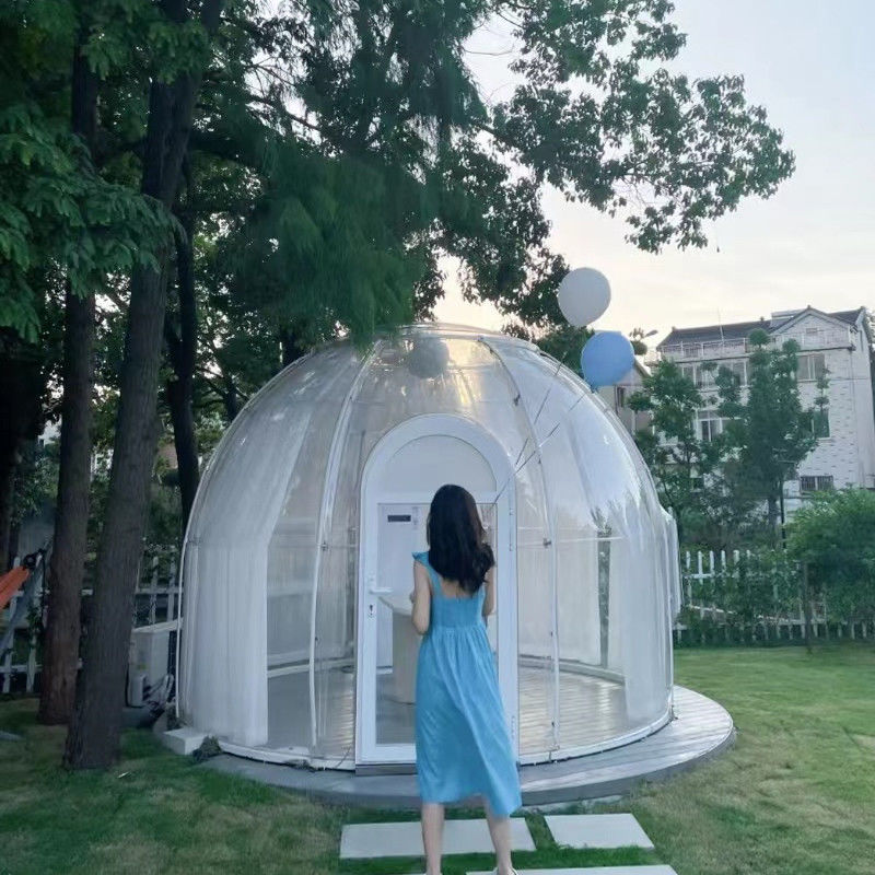 PC Clear Dome House Zewnętrzne namioty bąbelkowe z oknem z aluminium i światłem LED