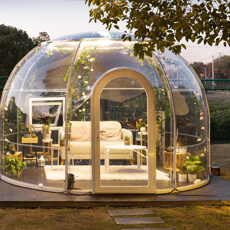 PC Clear Dome House Zewnętrzne namioty bąbelkowe z oknem z aluminium i światłem LED
