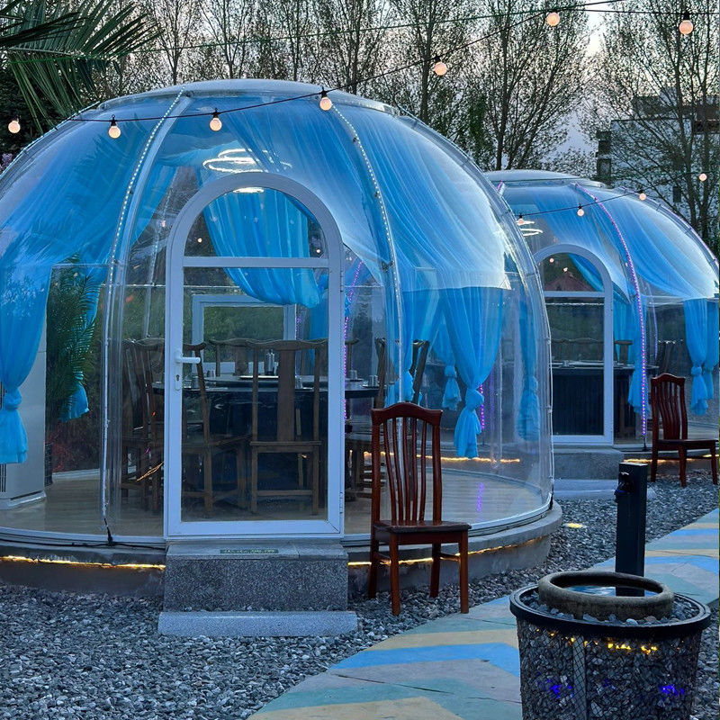 PC Clear Dome House Zewnętrzne namioty bąbelkowe z oknem z aluminium i światłem LED