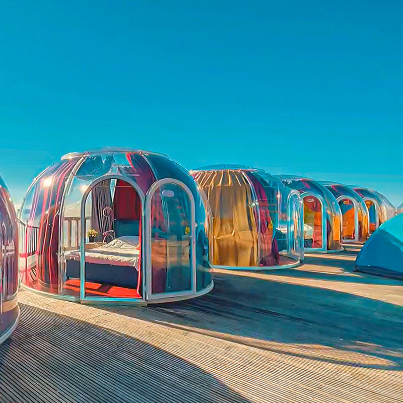 Namiot wystawy handlowej na świeżym powietrzu Hotel Garden Party Luxury Glamping PC Winter Geodetic Dome Tent